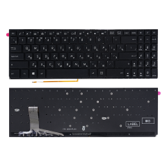 Клавиатура для ноутбука Asus X570UD черная без рамки, с подсветкой