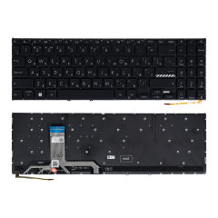 Клавиатура для ноутбука ASUS VivoBook Go 15 E1504FA черная без рамки, с подсветкой