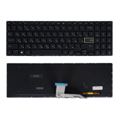 Клавиатура для ноутбука Asus VivoBook 15 X513EA черная без рамки, с подсветкой