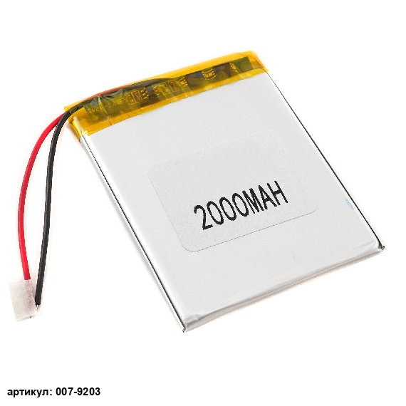 Аккумулятор 3.7v 2000mAh 65x50x3мм (2 pin)