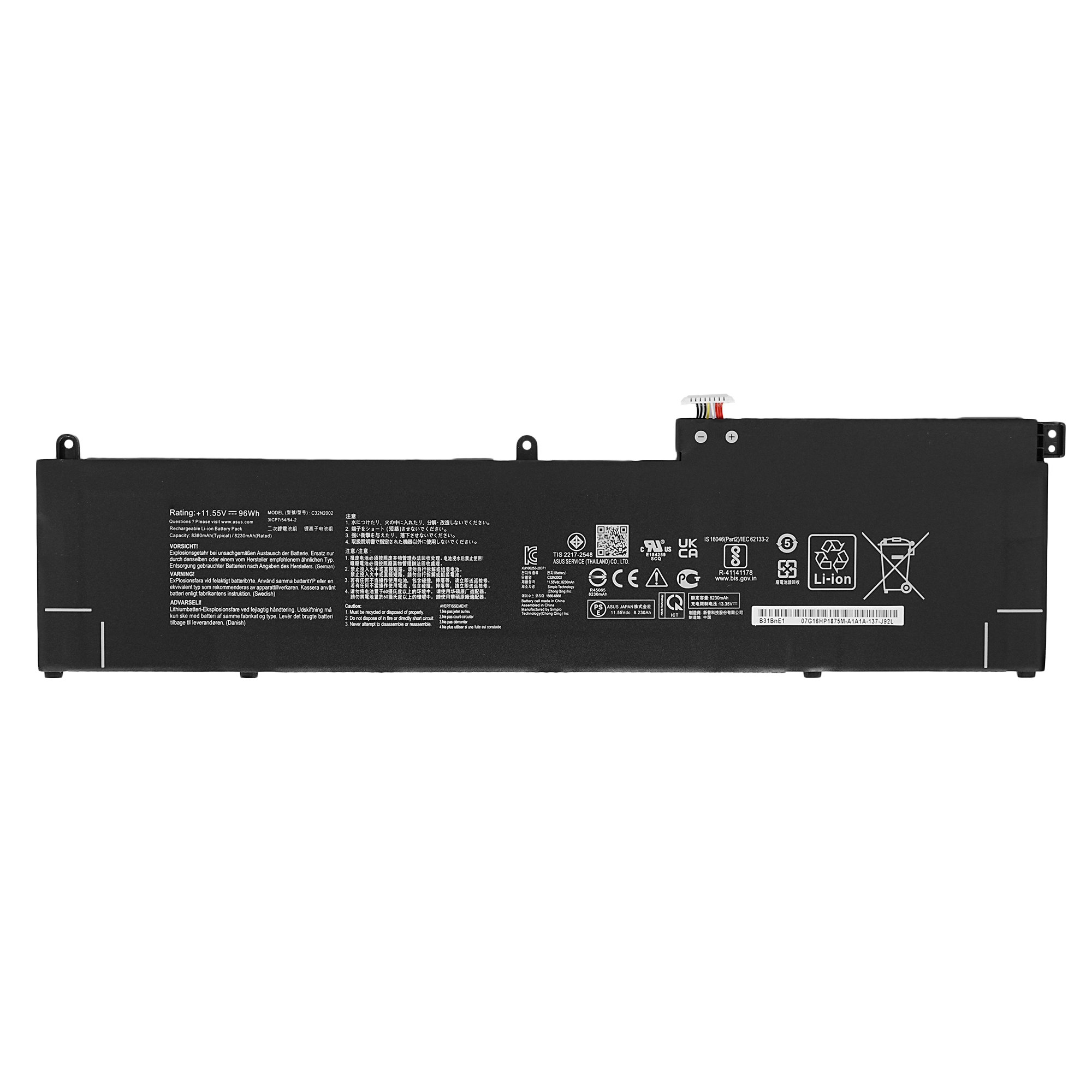 Аккумулятор для ноутбука Asus (C32N2002) ZenBook Flip 15 UX654, Pro 15 UX535 черный 11.55V 8380mAh оригинал
