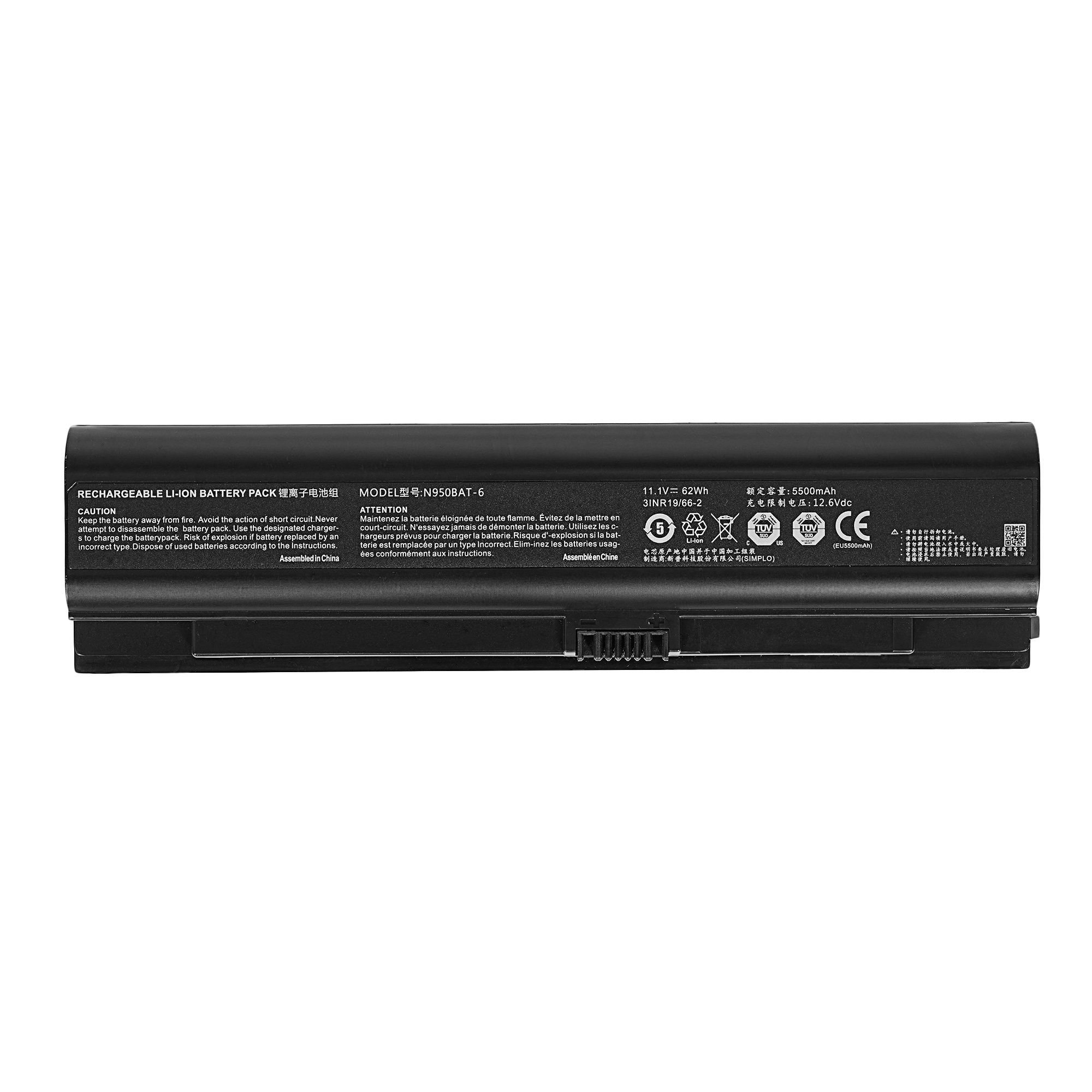 Аккумулятор для ноутбука Clevo (N950BAT-6) N950KP6, HASEE God of War ZX7 черный 11,1V 5500mAh оригинал